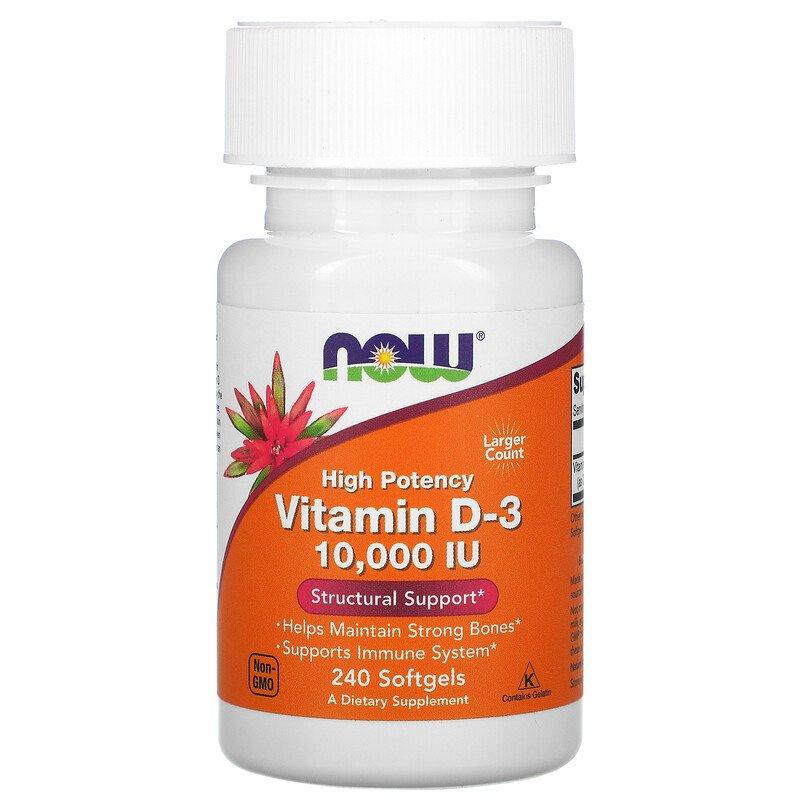 Now Foods High Potency Vitamin D-3 10,000 IU 240 гелевых капсул