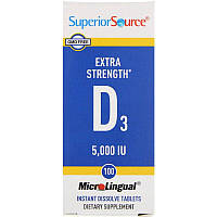 Superior Source Extra Strength Vitamin D3 5,000 IU 100 быстрорастворимых таблеток