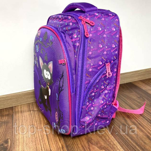 Рюкзак ранец с 1-4 класс ортопедической спинкой котики для девочки розовый - фото 3 - id-p1458619647