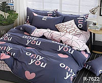Качественное постельное белье "Only you". Набор постельного белья из бязи Ранфорс Евро размер