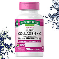 Колаген Nature's Truth Hydrolyzed Ultra Collagen 3000 мг Колагену (Тип I і III) + Вітамін C 90 таблеток