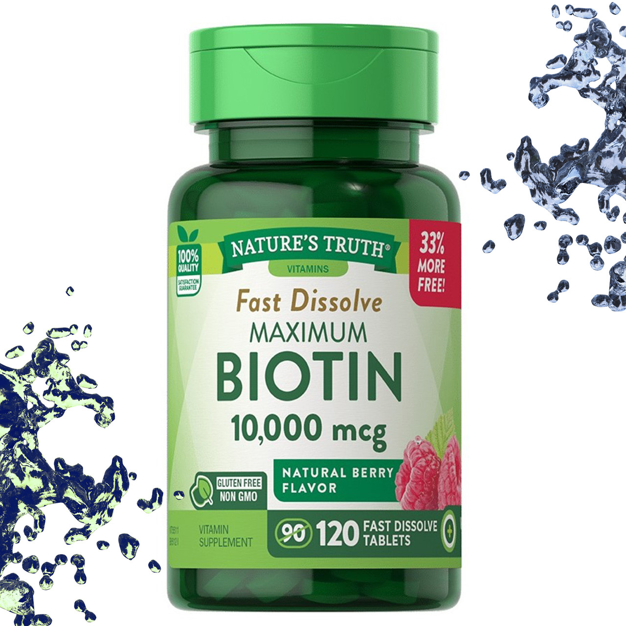 Біотин Nature's Truth Biotin 10.000 мкг 120 таблеток (Ягідний смак), фото 1