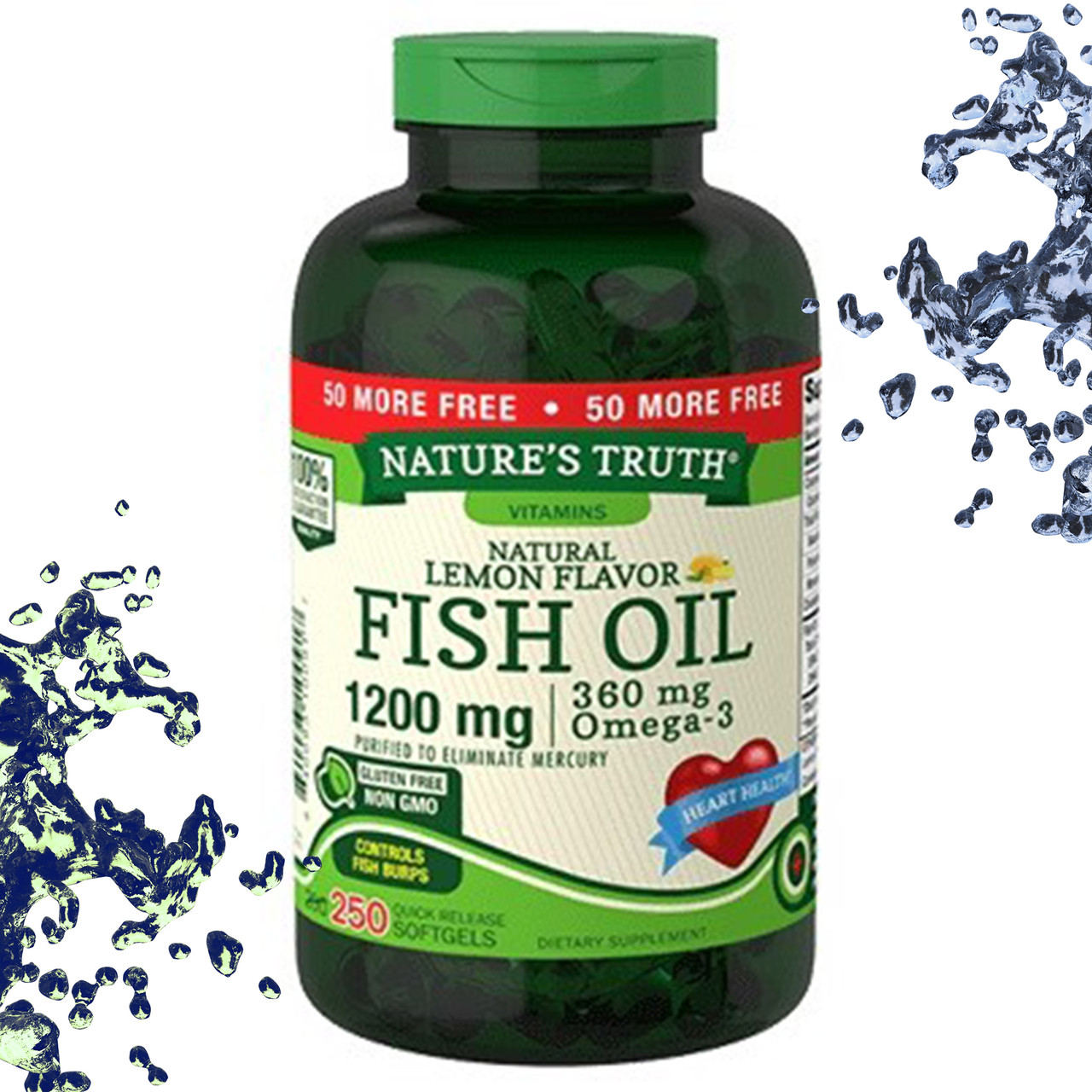 Риб'ячий жир Nature's Truth Fish Oil 1200 мг (360 мг Omega-3) Лимонний смак 250 гелевих капсул