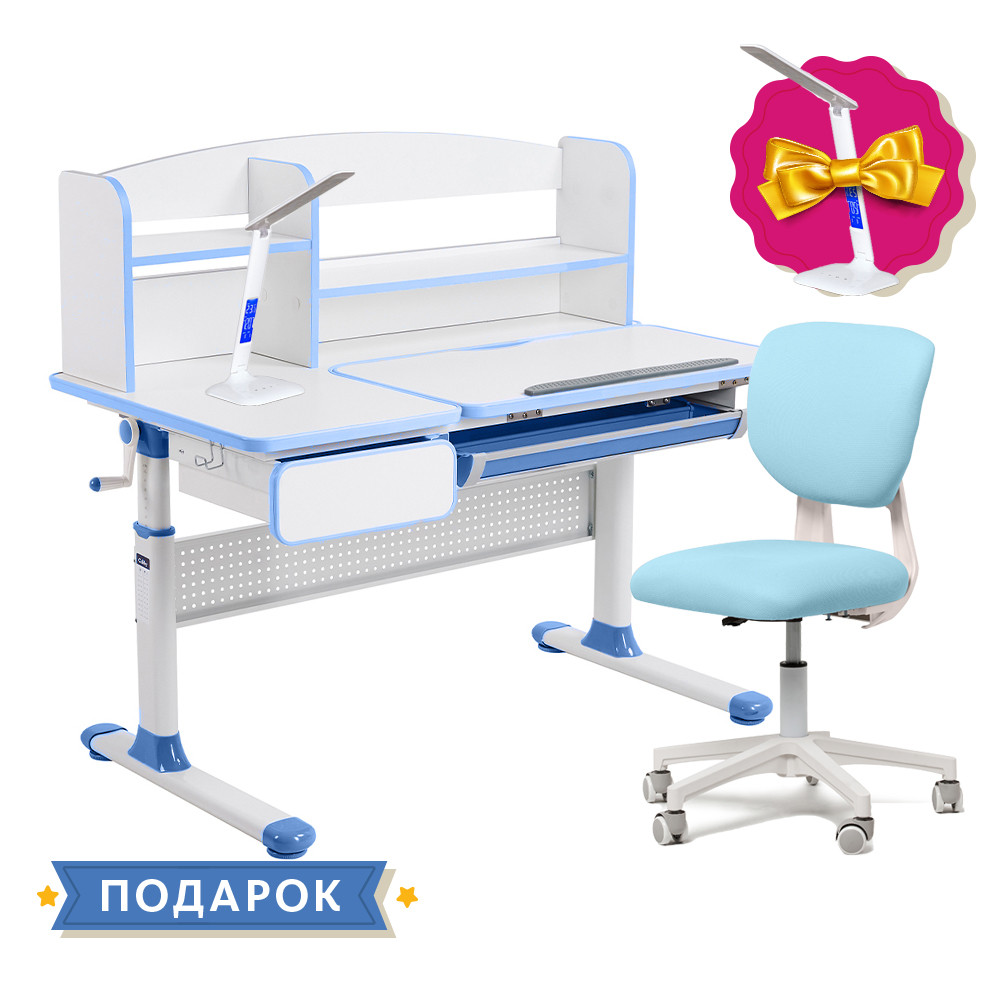 Комплект для школяра парта Cubby Rimu Blue + ергономічне крісло Fundesk Buono Blue