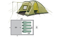 Палатка Pinguin Nimbus 4 Green для кемпінгу, місткість 4+, з тамбуром і москитною сіткою