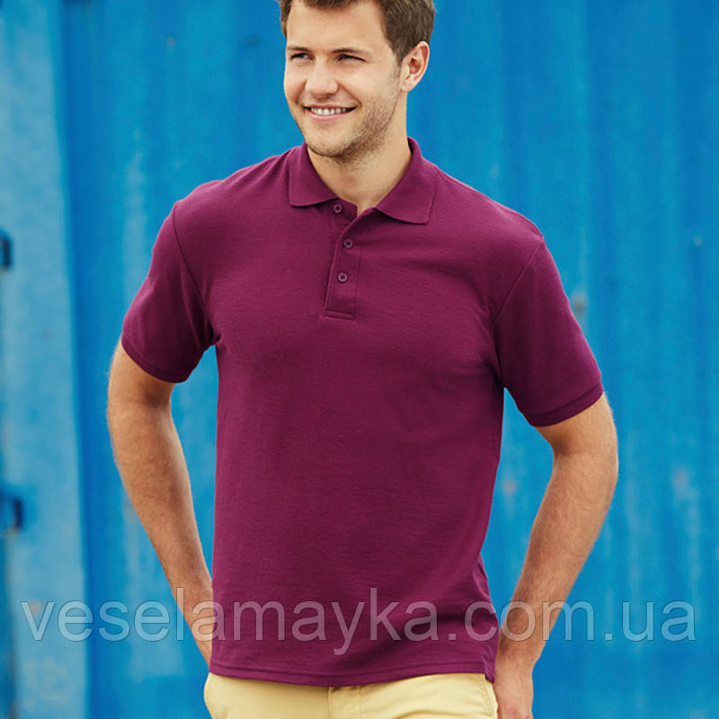 Бордова чоловіча сорочка поло Premium, фото 1