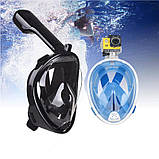 Повна панорамна маска для плавання - FREE BREATH (S/M) - Intex M2068G black чорна - з кріпленням для камери, фото 8