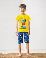 Детская пижама с шортами на мальчика Акула размер 3-4, 5-6, 7-8.