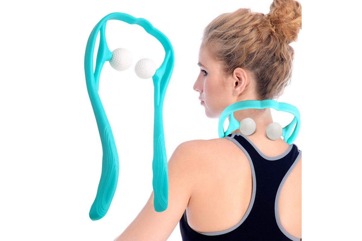 Ручний роликовий масажер для шиї Hexiang Neck Massager для зняття втоми і напруги, фото 1