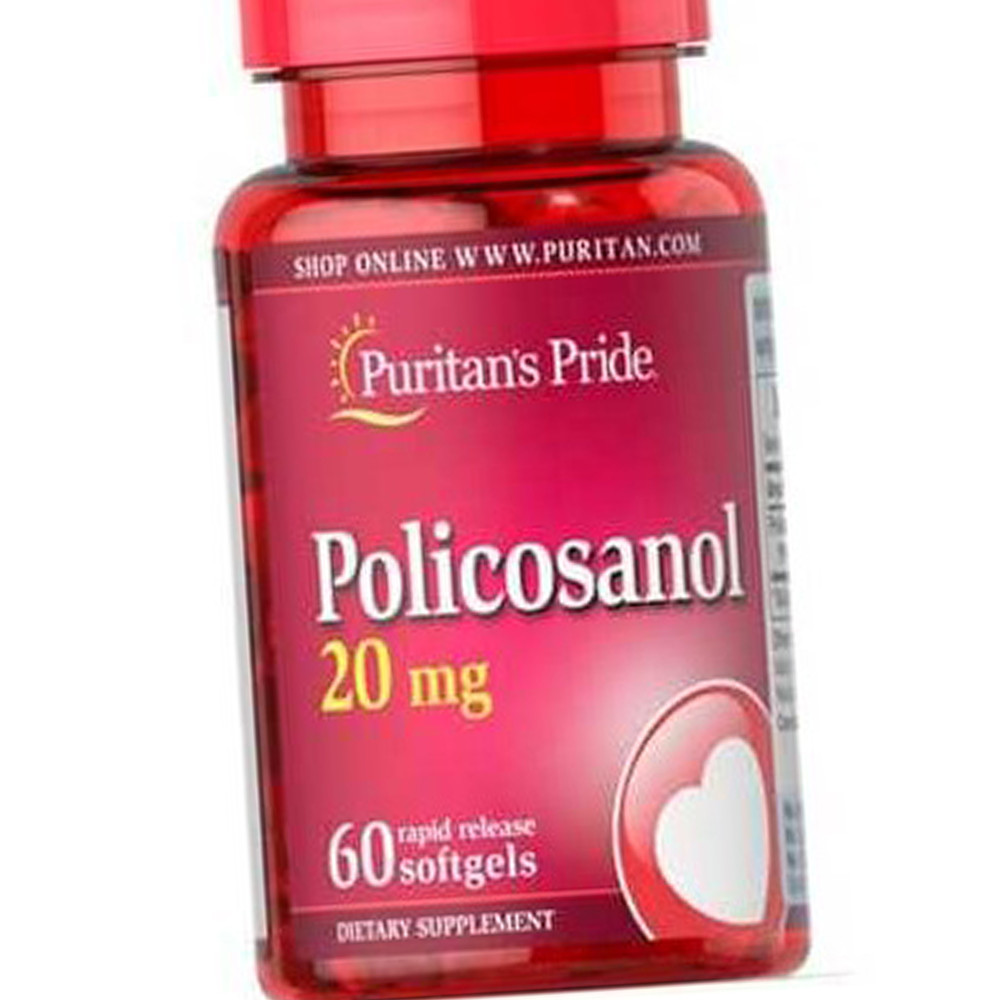 Поликозанол Puritan's Pride Policosanol 20 mg 60 гельових капсул, фото 1