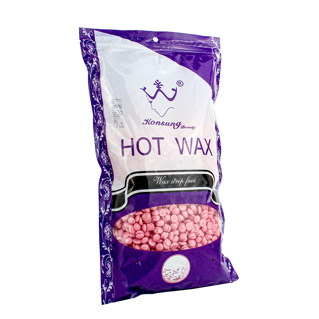 Віск у гранулах Konsung Hot Wax для депіляції 1000г (аромат Роза, для воскоплаву плівковий віск гранули), фото 1