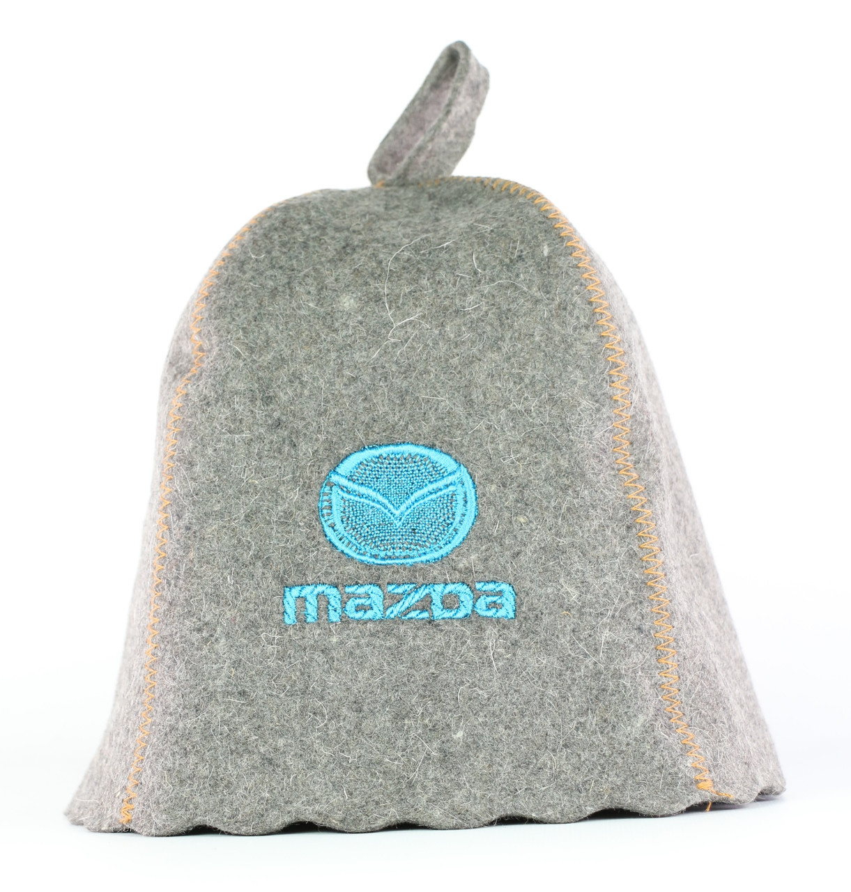 Шапка для сауни з вишивкою 'Mazda (Мазда)' (сіра повсть), Sauna Pro