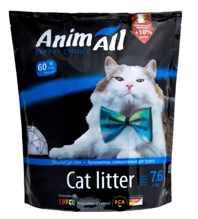 Силікагелевый наповнювач для котів 7.6 л / 3.2 кг AnimAll "Блакитний аквамарин", фото 1