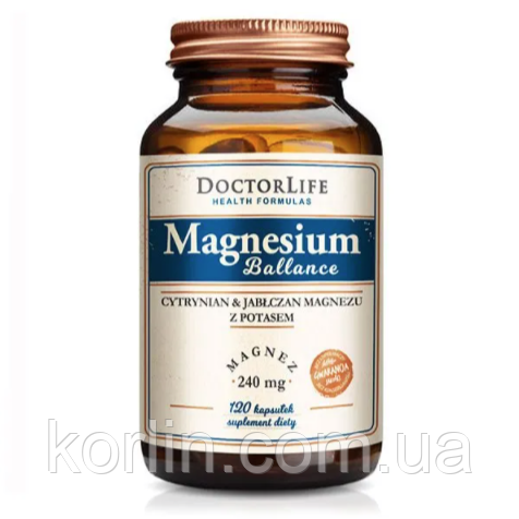 Цитрат і Малат Магнію, Калій і Вітамін B6 120 кап Doctor Life Magnesium Ballance 240 mg Доставка з ЄС