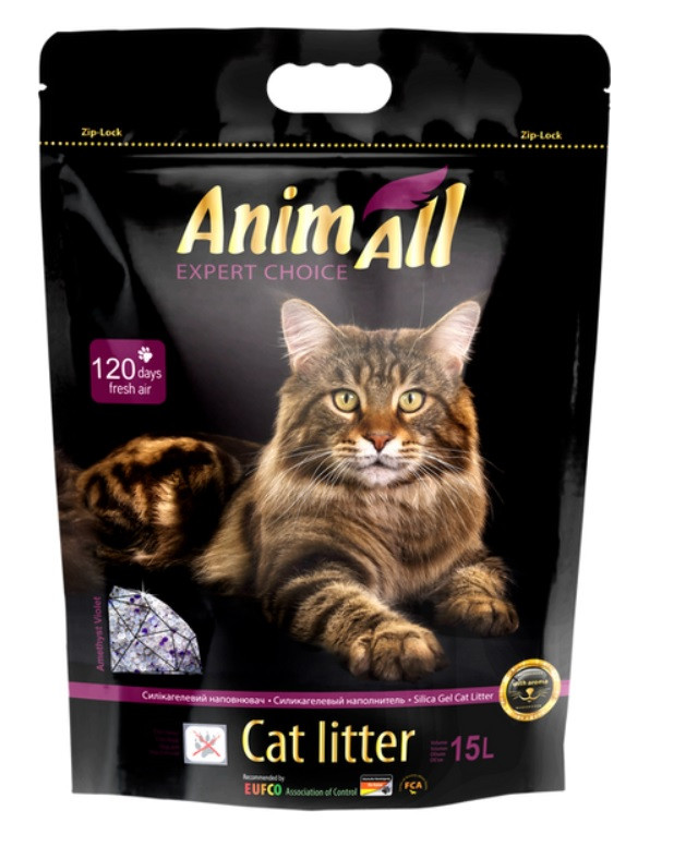 Силікагелевый наповнювач для котів 15 л / 6.4 кг AnimAll "Фіолетовий аметист", фото 1