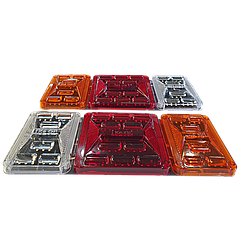 Ліхтар LED задній універсальний 325 х 130 х 20; 24v; 108 led діодів; (38Amber + 48Red + 22White)