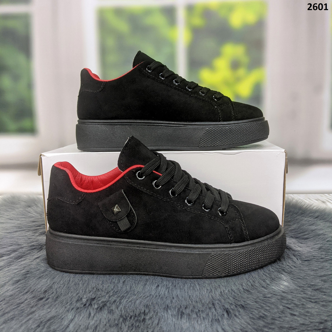 Чорні жіночі кросівки, кеди на високій підошві, фото 1