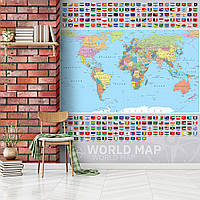 Фотообои Флаги стран и карта мира Aртикул 11839