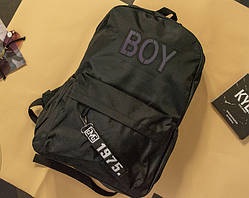 Молодіжний стильний рюкзак із логотипом чорний, міський рюкзак, рюкзаки з принтом, рюкзаки універсальні "Boy"