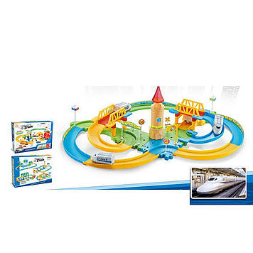 Залізниця на бат-ці,потяг 6,5см,міст,станція,дорожні знаки,37предм.,в кор-ці №8195(18)