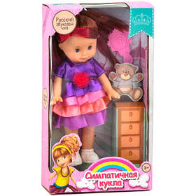 Лялька з довгим волоссям в сукні 27 см говорить і співає російською мовою для дівчаток в коробці (58766)