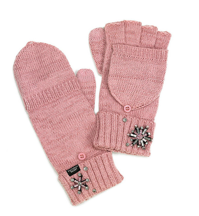 Жіночі в'язані рукавиці Victorias Secret теплі рукавички мітенки