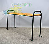 Лавка без спинки паркова металева 1500х400х500мм (сидіння-дерево) Зелений Kompred OL512, фото 5