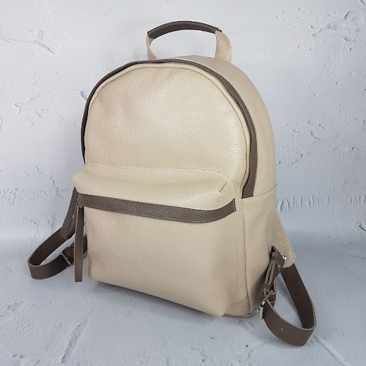 Рюкзак жіночий "Баггі" натуральна шкіра, слонова кістка флотар, фото 1