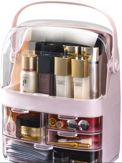 Органайзер для косметики 5 секцій W-11 настільний Рожевий | Кейс для косметики Б'юті Бокс, фото 1