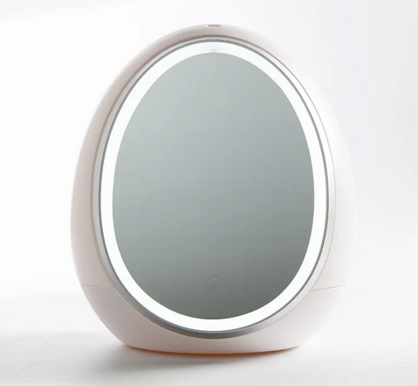 Органайзер для косметики W-26 Яйце з LED дзеркалом Білий | Кейс для косметики Б'юті Бокс