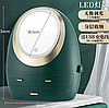 Органайзер для косметики W-3 з LED дзеркалом 4 секції Зелений | Кейс для косметики Б'юті Бокс, фото 7