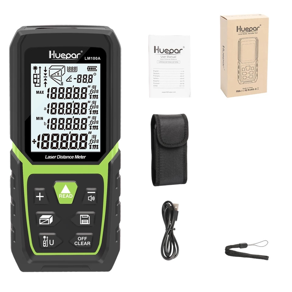 Дальномер електронная лазерная рулетка Huepar LM 50A (50м) с електронным  уровнем (ID#1458968803), цена: 1299 ?, купить на Prom.ua