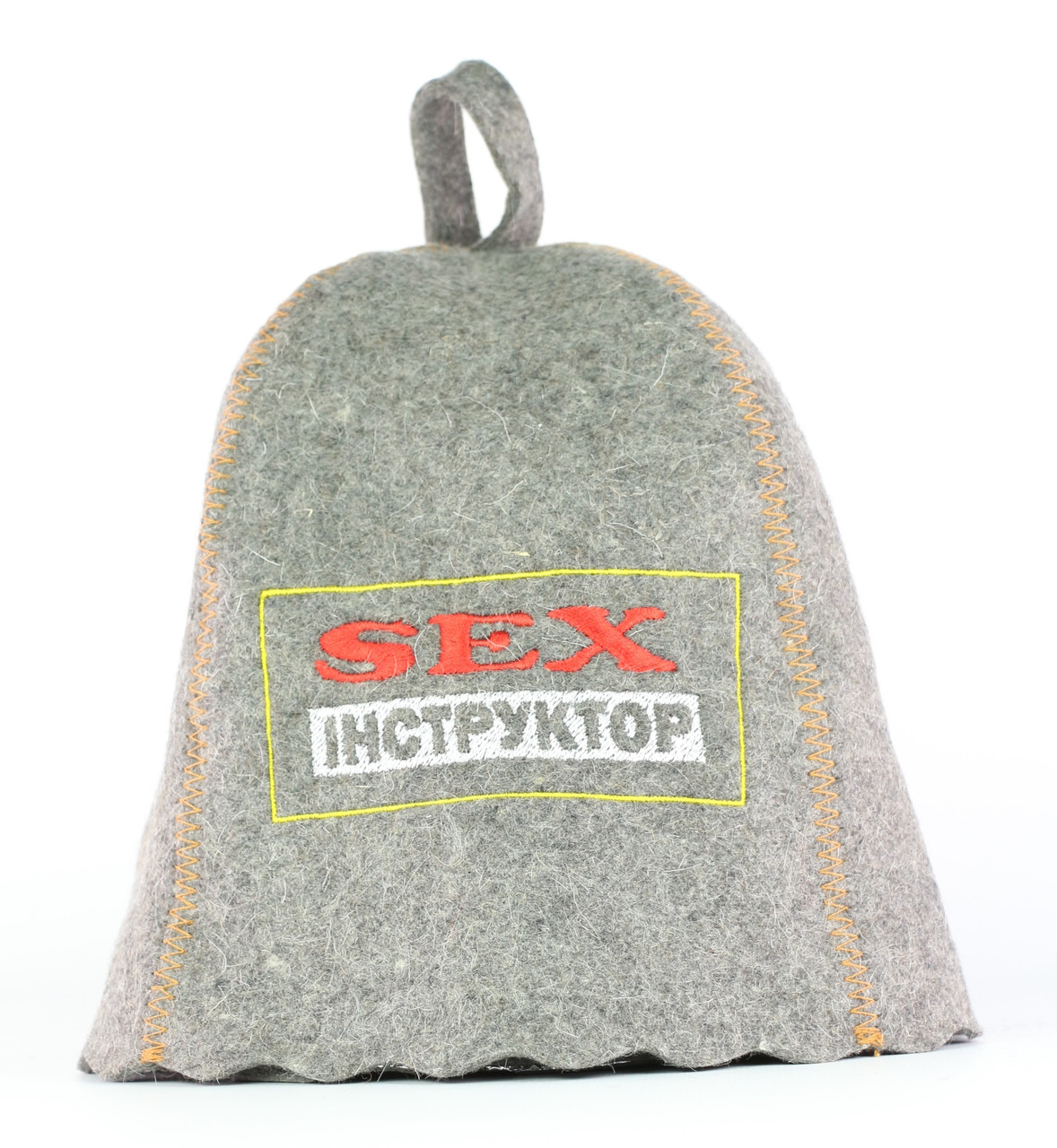 Шапка для сауни з вишивкою "Секс-інструктор" (сіра повсть), Saunapro