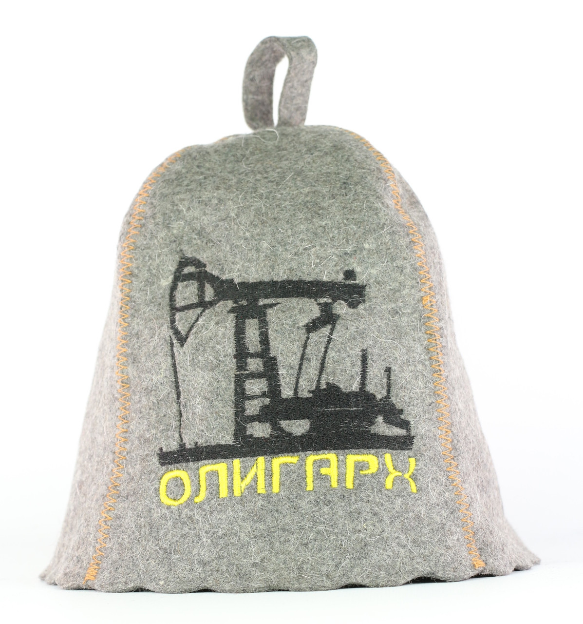 Шапка для сауни з вишивкою "Олигарх" (сірий повсть), Saunapro