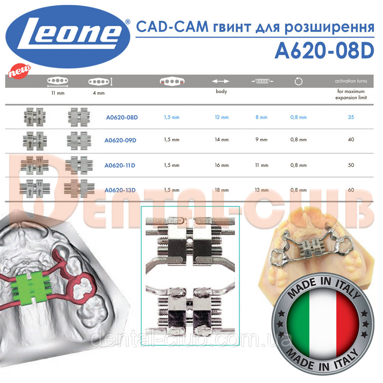 Ортодонтичний гвинт для розриву піднебінного шва для CAD-CAM Леоне Італія (CAD-CAM RAPID EXPANDER Leone), фото 1