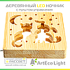 Світильник нічник з дерева ArtEcoLight # 3/1 LED "Кіт та песик" з пультом та регулюванням світла, теплий білий, фото 6