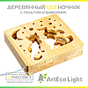 Світильник нічник з дерева ArtEcoLight # 3/1 LED "Кіт та песик" з пультом та регулюванням світла, теплий білий, фото 5