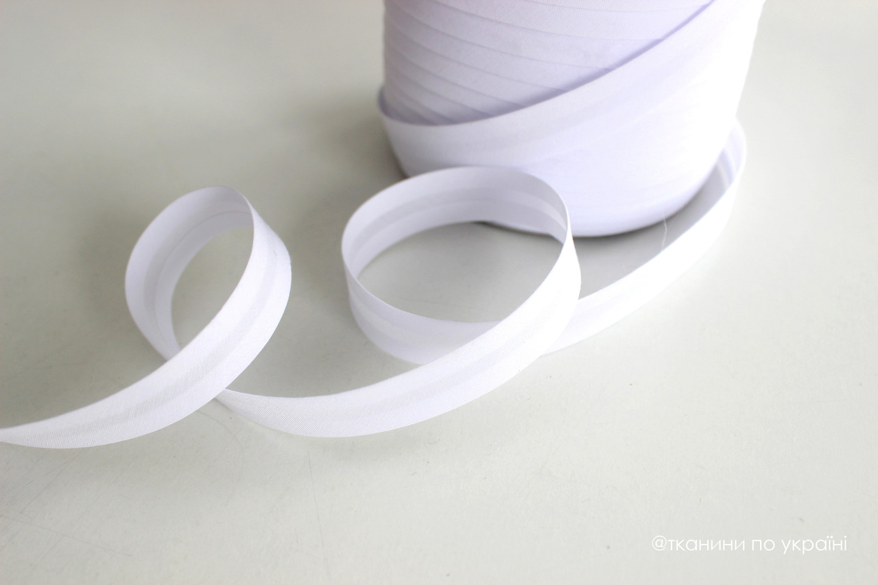 Коса бейка матова біла 16 мм