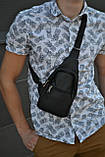 Шкіряна сумка / слінг кросбоді месенджер барсетка / натуральна шкіра / регульований ремінь, фото 2