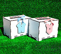 Коробки для Свадебного Конкурса Мальчик - Девочка 2 шт х 15 см Деревянный Ящик Казна сундук копилка на свадьбу