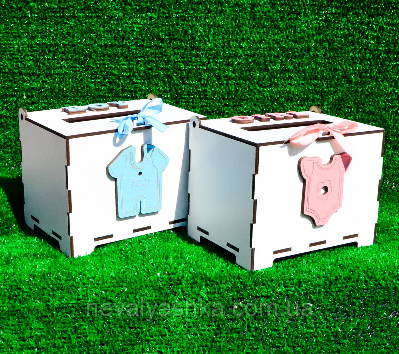 Коробка для Весільного Конкурсу Хлопчик - Дівчинка 2 шт х 15 см Дерев'яний Ящик Казна скриню скарбничка на весілля
