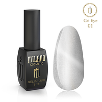 Гель лак Кошачий глаз Cat Eyes Crystal Milano 8 № 01 (светоотражающий, для коротких ногтей, красивый маникюр)