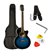 Набор акустическая гитара EQUITES EQ600C/BLS 38''+чехол+ремень