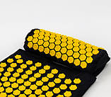 Масажний килимок Аплікатор Кузнєцова + валик масажер для спини/шиї/голови OSPORT Lotus Sun Mat Eco (apl-029) Чорно-жовтий, фото 2