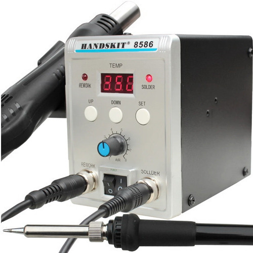 Паяльна станція 2в1 HandsKit 8586 (паяльник + компресорний фен), 1 дисплей, 700Вт, 100~500°С, фото 1