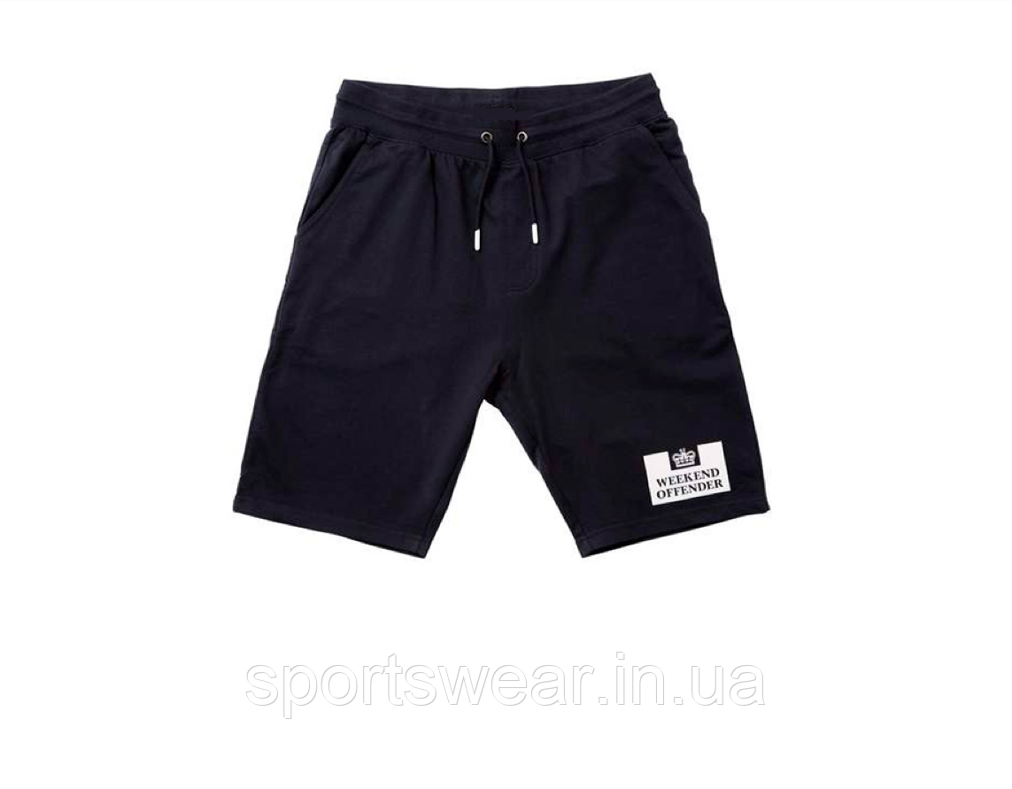 Шорти Weekend Offender Спортивні чоловічі чорні, Бриджі трикотажні принт Вікенд Оффендер, Капрі з кишенями