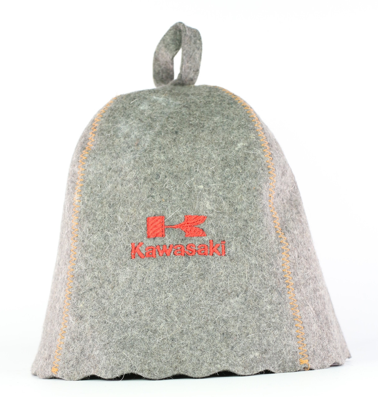 Шапка для сауни з вишивкою "Kawasaki (Кавасакі)" (сіра повсть), Saunapro