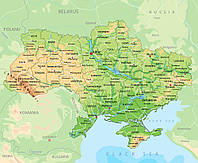 Фотообои Физическая карта Украины Aртикул 10667 Премиум, Жаккард