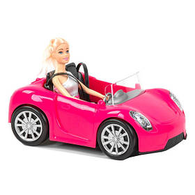 Лялька з довгим білим волоссям з машиною-кабріолетом Рожевий (58783)