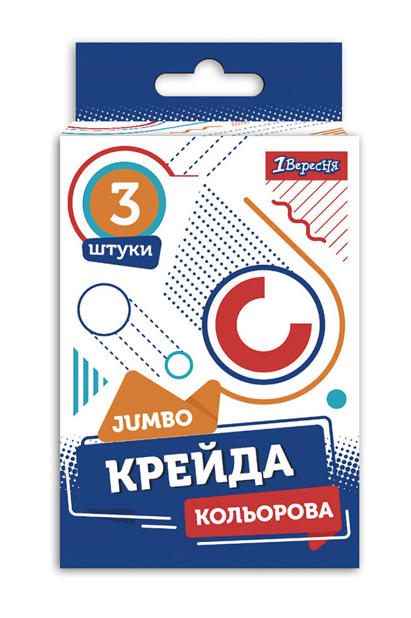Крейда 1Вересня кольорова JUMBO, 3 шт. "Geometry", фото 1